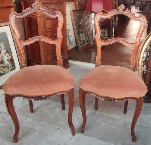 Paire anciennes chaises - paire,