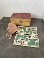 ancien jeu du loto boite bois jeton bois planche cartonne retro