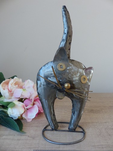 Chat sculpture métal - chat,