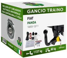 Attelage Démontable Verticale Fiat PANDA 4x4 Hayon Climbing Cross GPL 03-11 7p