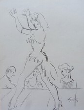 ROBERT LEPELTIER (1913-1996) SCENE EROTIQUE LA DANSEUSE DE CABARET 1950-60 (55)