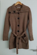 Gilet long ajouré marron. Camaieu. Laine. Taille 1 / 36