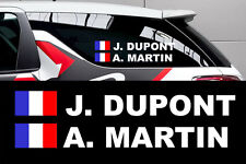 2 X SETS NOM PILOTE + COPILOTE + DRAPEAU RALLYE COURSE AUTOCOLLANT STICKER (001)
