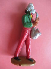 FIGURINE STARLUX : CIRQUE : CLOWN AUGUSTE MUSICIEN JOUEUR DE SAXOPHONE 
