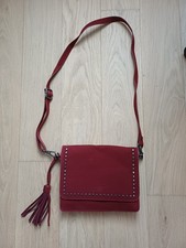 Sac À Main Bandoulière Bordeaux En Cuir Retourné Fushia Neuf