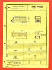 MERCEDES UTILITAIRES / 507 DA FOURGON /  FICHE TECHNIQUE de 1986
