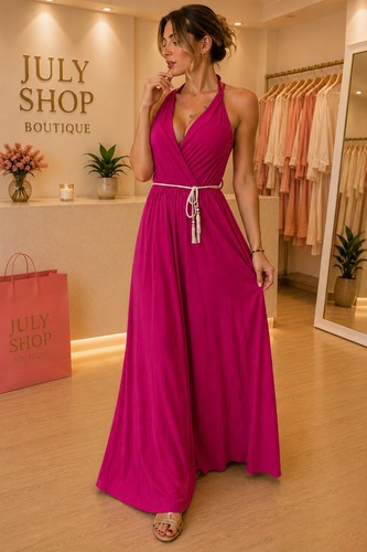 Longue robe fluide fuchsia