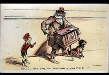ENFANT & HOMME avec ORGUE de BARBARIE ,,, Carte postale illustrée par POULBOT
