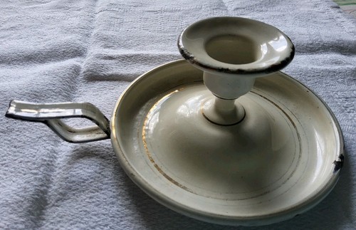 Bougeoir ancien émaillé rat - bougeoir,