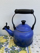 ancienne bouilloire théière emaillee le creuset 1,1L bleu retro vintage
