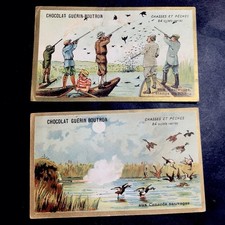 2 Chromo Guerin Boutron Chasse Et pêche -Aux Canards Sauvages Et Macreuse Rhône