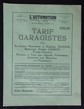 L'AUTOMOTION tarif garagistes 1924 Pneu SAMSON Rustine Automobile