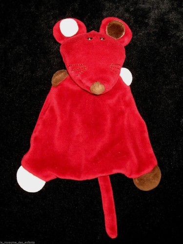 Doudou plat souris rat - plat, rouge