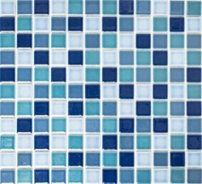 Mosaïque céramique bleu mix