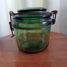 ANCIEN BOCAL À STERELISER  500 GRS SOLIDEX EN VERRE VERT VINTAGE