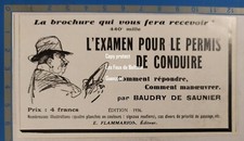 EXAMEN PERMIS DE CONDUIRE BAUDRY DE SAUNIER   publicité 1936 advert