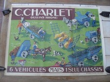 ANCIENNE AFFICHE AGRICOLE PUBLICITAIRE   " Remorques   C.CHARLET  " années 40 50