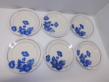 *6 ASSIETTES PLATES MOULIN DES LOUPS HAMAGE modèle EDMOND FLEURS BLEUES  D