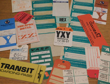 vintage ETIQUETTE ticket billet d'avion AIR airlines SWISSAIR polar FAUCETT vasp