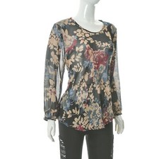 Haut chemisier noir à fleurs