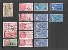 France - Lot de 15 timbres fiscaux + 1 timbre quittance - Cote 67 €