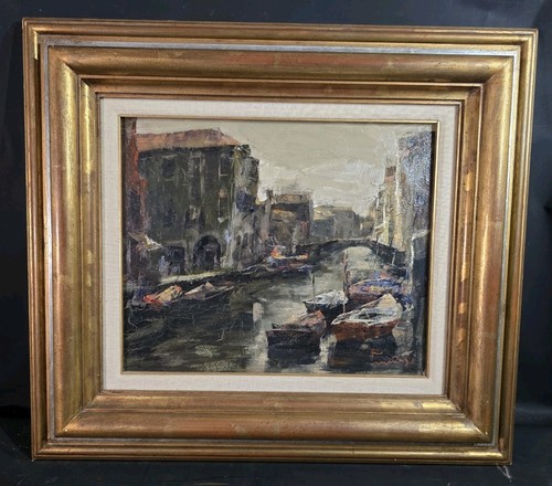 Tableau huile chiogga venise - tableau,