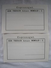 2 ANCIENS PAPIERS EXPRESSGUT BRASSERIE FROELICH INGWEILLER