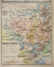 Carte Ecole Auvergne Massif central Vidal Lablache Régions France Clermont