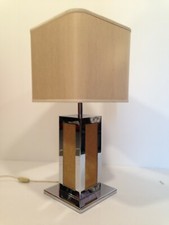 superbe et imposant pied de lampe building chromé vintage années 70 80 