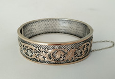 ANCIEN BRACELET XIXe ARGENT MASSIF VERMEIL NAPOLÉON III jonc ouvrant