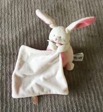 Doudou Lapin blanc rose pantin mouchoir PM BN0464 Baby Nat Babynat