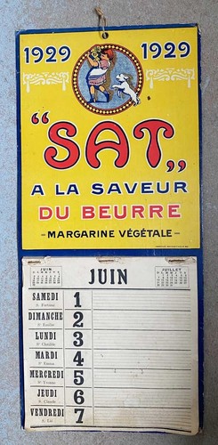 Carton pub calendrier 1929 - calendrier,