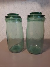 2 Anciens Bocaux Verre Teinté
