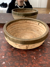 Gabriella Crespi Bol à Fruits / Vintage brass and strawFruit Bowl