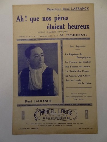 Partition que nos pères - ah !,