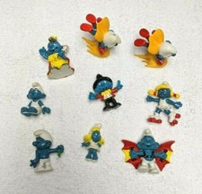 Lot of 9 Vintage Smurf Toy Figures Plastic Figurines