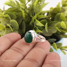 925 Argent Sterling Ovale Vert