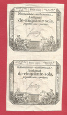 Planche de 2 assignats 50 sols du 23 Mai 1793 - An 2 ème de la République