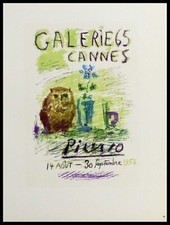 Pablo PICASSO : Galerie 65 Cannes,  lithographie signée  1959