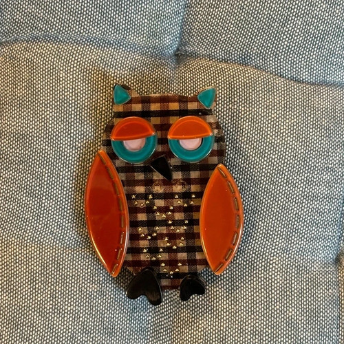 Broche résine hibou - -,