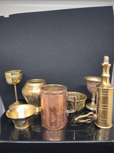 Lot dinanderie vintage cuivre - lot,