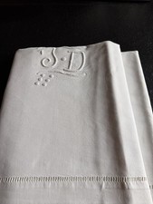 Drap ancien lin brodé - ancien,