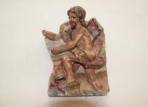 Haut relief bois polychrome - en,