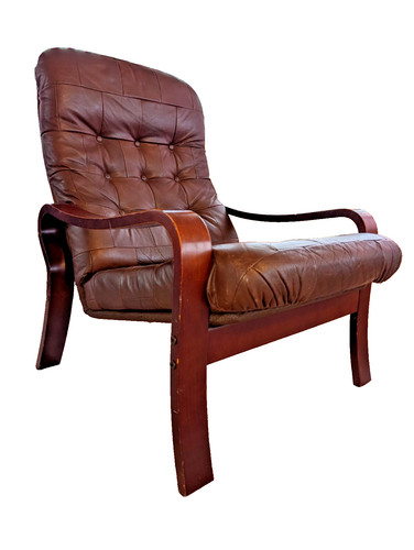 Vintage fauteuil cuir farstrup - fauteuil,