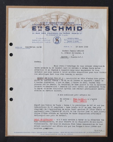Facture 1948 schmid - 1948,