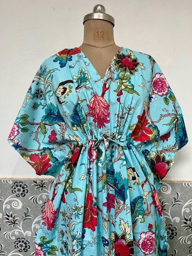 Inde turquoise floral - turquoise, kaftan