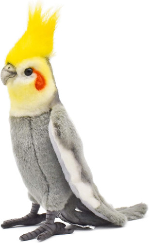 Peluche oiseau gris cacatoès