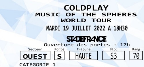 Billets places de concert - places,