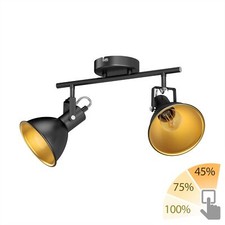 Plafonnier RISI E14 à deux flammes noir-doré métal incl. ampoules LED 3