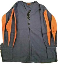 Chemise médiévale Ébon en coton de couleur bleu marine & rouge L/XXL pour homme